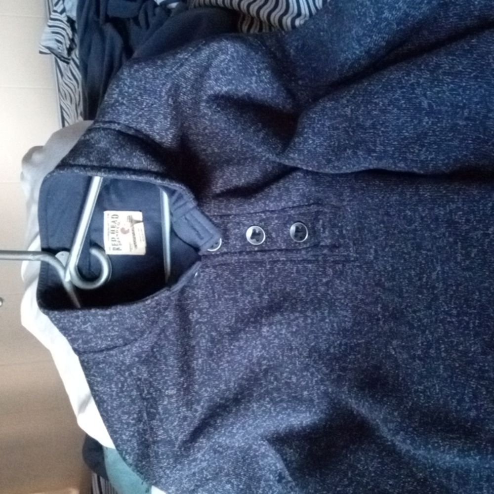 Red Head button v-neck heavy sweater